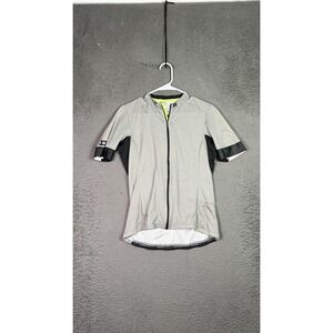 Bontrager Fitted Cycling Jersey Large Gray Black Full Zip Short Sleeve Mens Bike